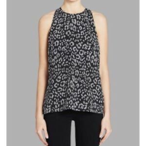 Joie silk Brighton racer back tank top in black leopard